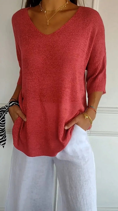 Mitzi - Knitted V-Neck Top